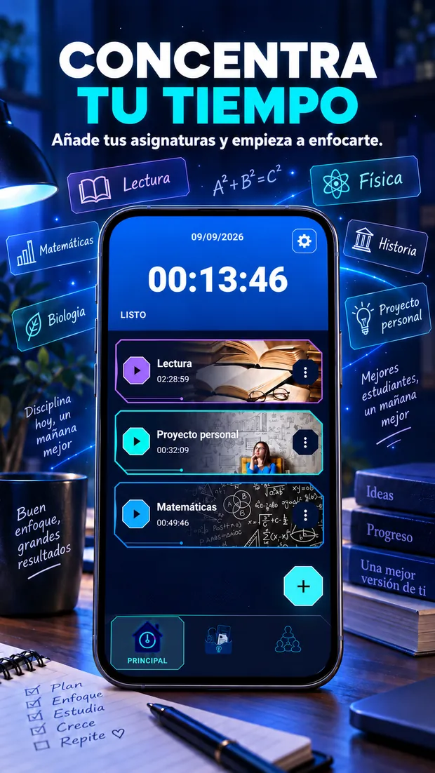 Concentra tu tiempo: añade tus asignaturas